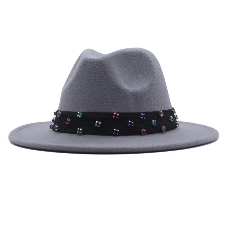 New Fashionable and Elegant Jazz Hat, Spring, Autumn and Winter Belt Woolen Casual Fashion Big-brimmed Lady Jazz Hat