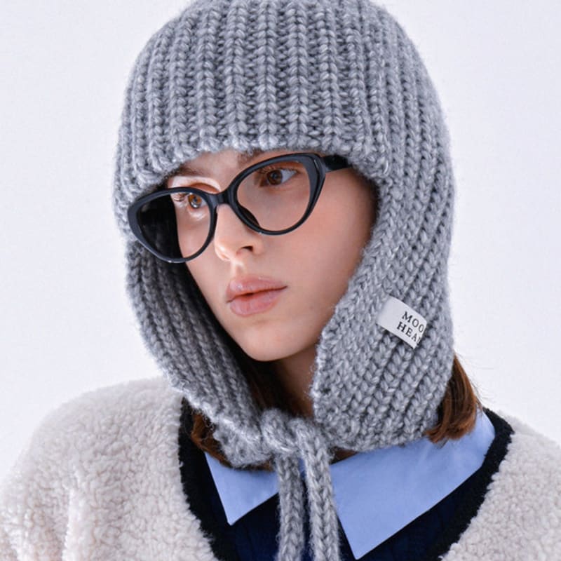 

MooiHead Шапка-бини с ушками-клапанами, шерстяная вязаная, 5 цветов black