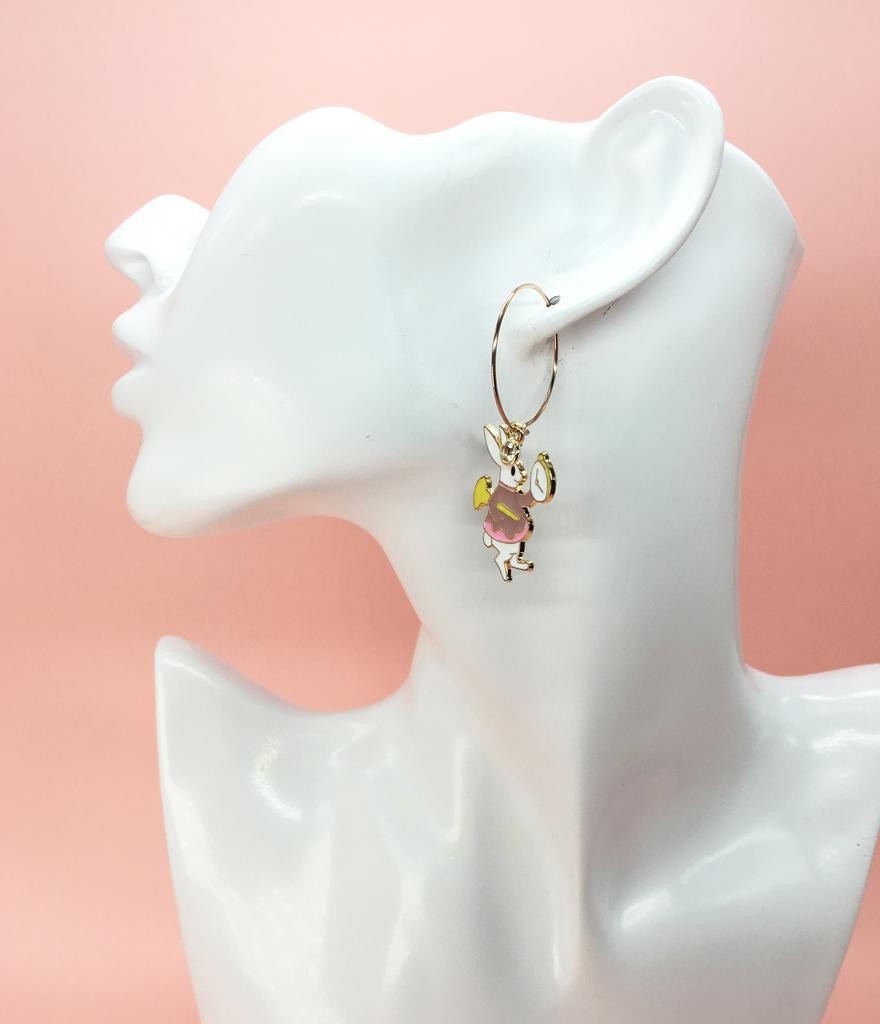 Lazy N Crazy Cute Pink Rabbit Ring Earrings