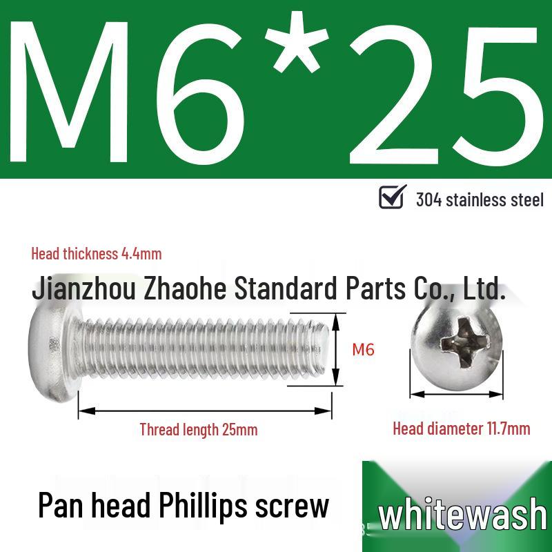 304 Stainless Steel Phillips Pan Head Machine Screw