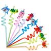 8pcs Birthday Bending Straw Party Decorations Plastic Straws Drinking Straws Reusable Ocean Animal