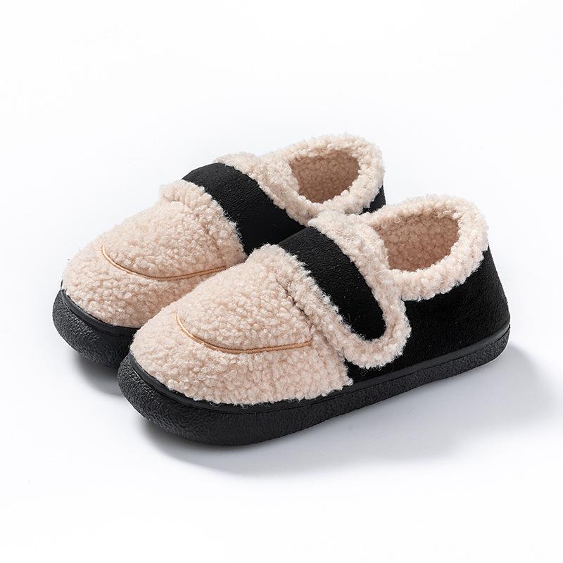 Heel cotton slippers autumn and winter warm plush soft cotton slippers couple home indoor shoes