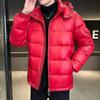 Short Winter Hooded Parkas Waterproof Men's Thickened Warm Long Sleeve Cardigan Jacket New Glossy Down Men's Fashion Jackets