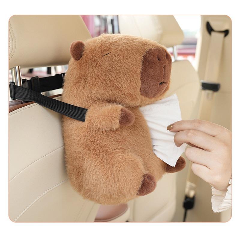 Cute Capybara Plush Hanging Tissue Box For Car And Home