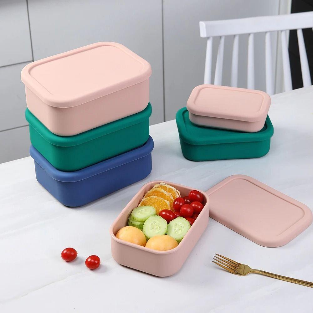 

3 Size Lunch Box Silicone Fresh-keeping Case Reusable Food Storage Box Office Workers