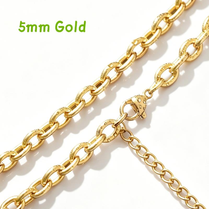 Stainless Steel High Polish Simple Lockbone Chain Unisex Commuter Versatile Non-Fading Basic O-Link Necklace