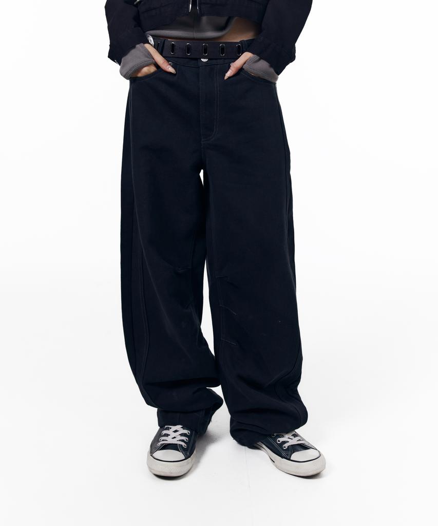 AAKAM Kpt Semi Wide Denim Pants (Black)
