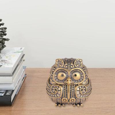 Yousheng Figurine Hibou Vintage Mini Brûleur d'Encens Hibou avec Couvercle Ornement Hibou de Collection pour Décoration de Maison Salon Bureau Bibliothèque
