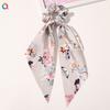 Fashion Print Chiffon Long Ribbon Scrunchies Women Girls Ponytail Scarf Elastic Hair Bands Ties Hair Accessories