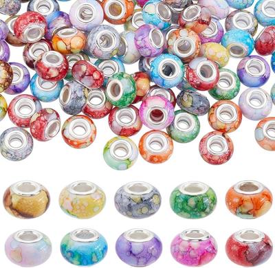 12/30/60pcs Resin European Beads Bulk 14mm Large Hole Beads Assorted Big Rondelle Colorful Spacer Bead for Jewellery Making Beadable Pen Key