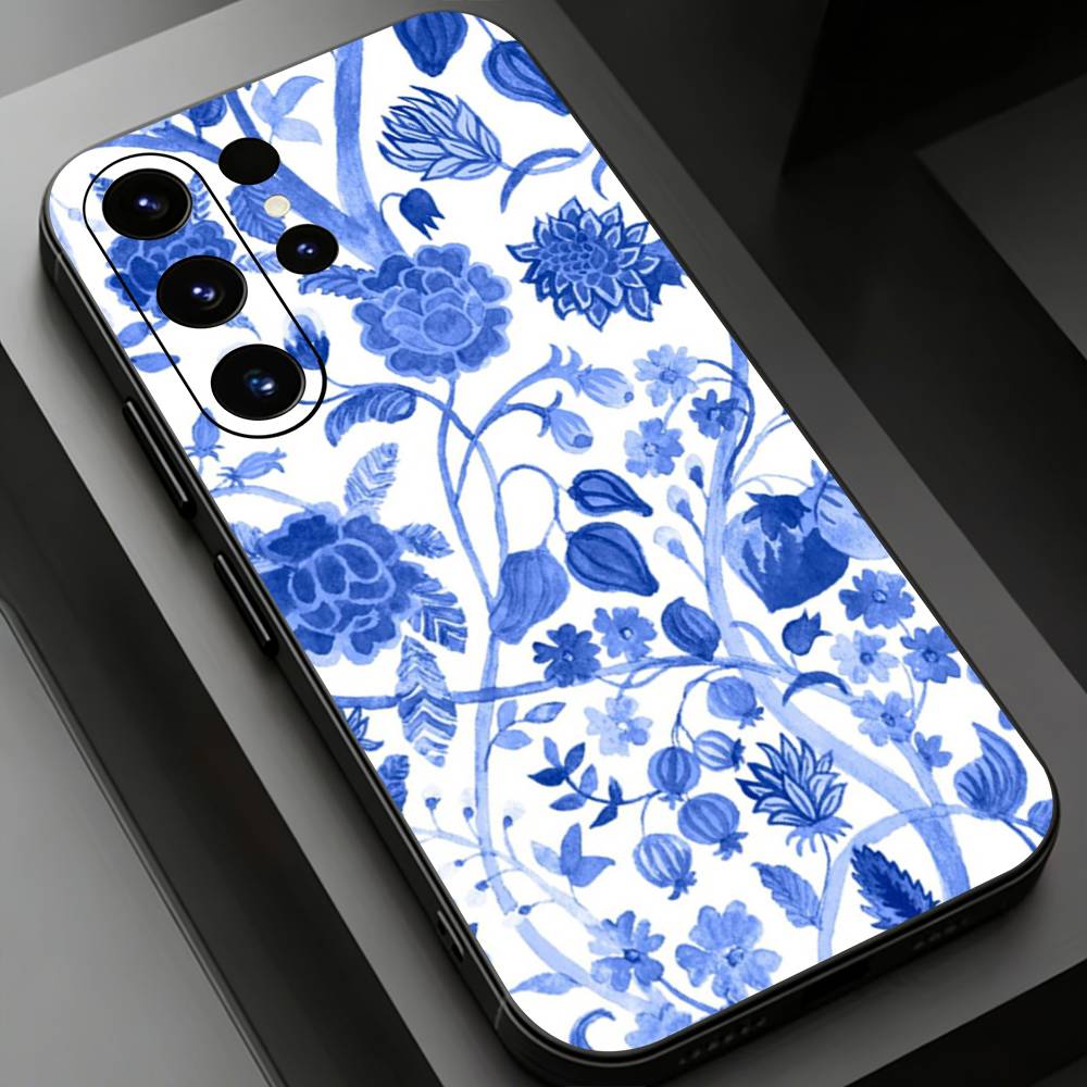 Blue and White Porcelain Funda Phone case for Samsung Galaxy S24,25,26,23 22,21,S20 Plus Ultra FE soft fundas cases