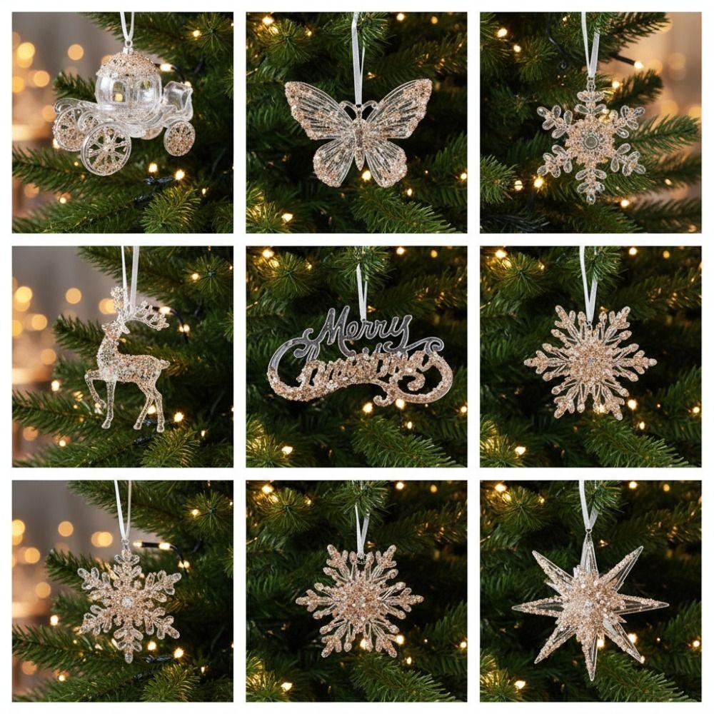 Ballet Girl Acrylic Christmas Tree Ornaments Christmas Snowflake Icicle Pendants  New Year