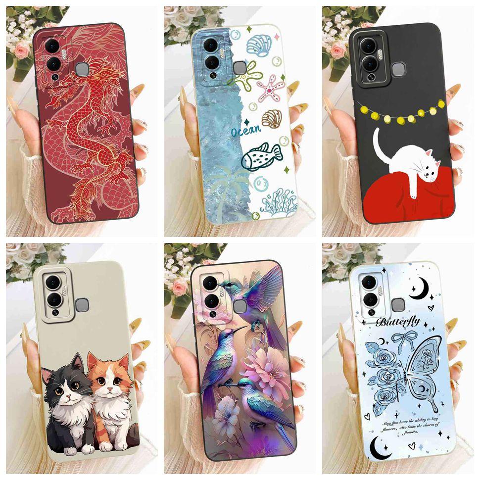 Casing For Infinix Hot 12 Play Cover X6816C X6816 Silicone Cat Dragon Pattern Case For Infinix Hot12 Hot 12 Play Shell Covers