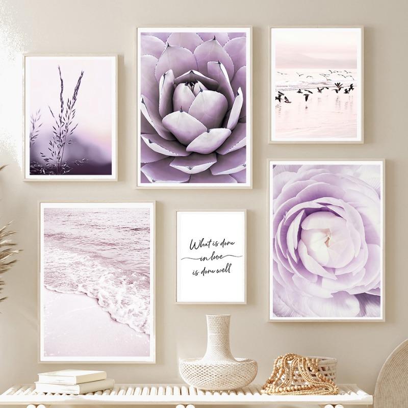 

Пурпурное море, пляж, птица, тростник, роза, кактус, настенное искусство, холст, живопись, постеры и принты, настенные картины для бара, отеля, для декора гостиной 21cm×30cm NoFrame