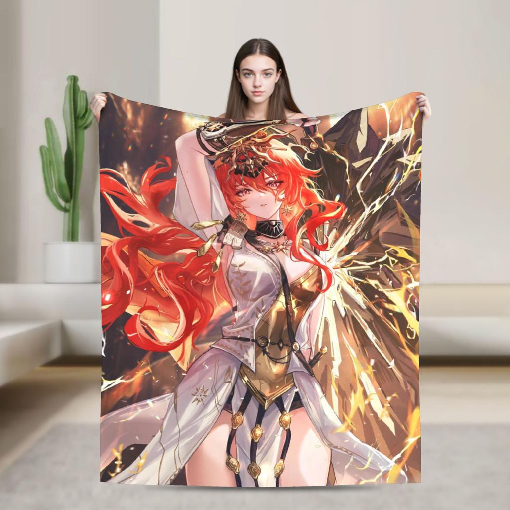 Wuthering Waves WuWa Cartethyia Fashion Blanket Game Anime Flannel Awesome Warm Throw Fashion Blankets for Bedroom Winter Couch