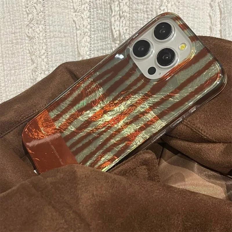 Korean Stripes Leopard Jigsaw Wave Point Print Phone Case for IPhone 16 15 14 13 11 12 Pro Max Plus Patchwork Vortex Cover Funda