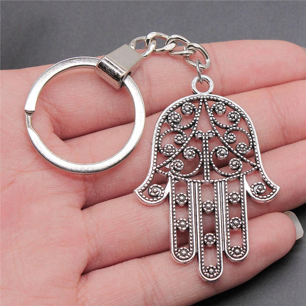 Star of David Talisman Amulet Pendant Antique Bronze Metal Keychain with 30mm Ring for Boys Bag Charm