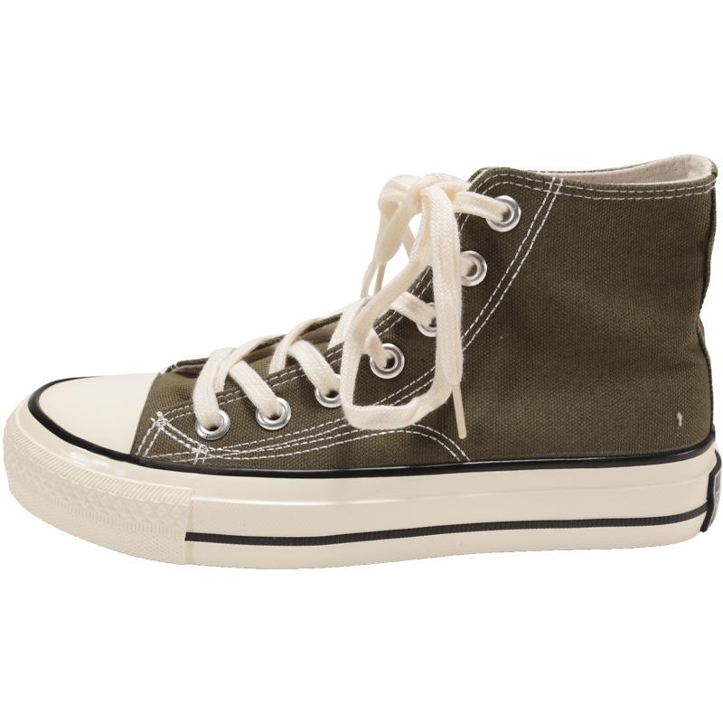 

Середні та високі полотняні кросівки жіночі 2025 весна популярні універсальні повсякденні чорні кеди внутрішній підйом товста підошва класичні маленькі білі 37 оливковий