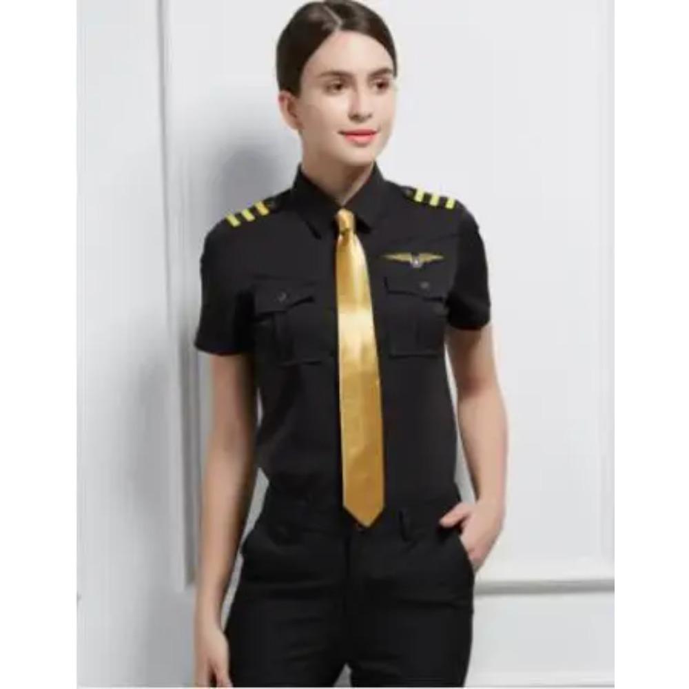 Nieuwe Collectie Vliegtuig Kapitein Uniform Luchtpiloot Kracht Vliegpak KTV Halloween Cosplay Verkleed Zomer Man Vrouw Shirt Jurk