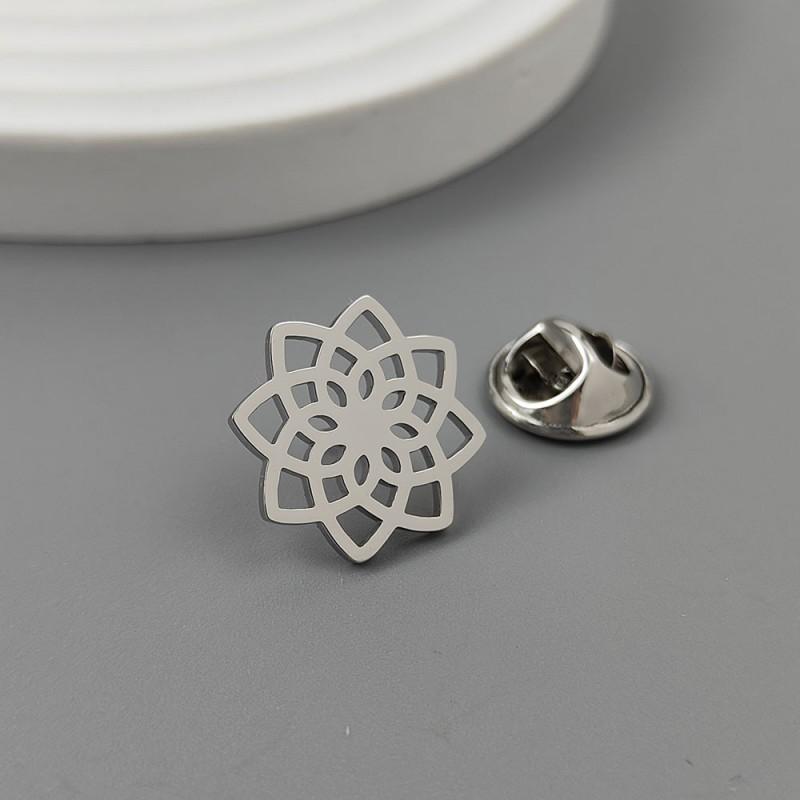 Lotus Hollow Brooch Cufflinks Creative Personality Light Luxury Jewelry Stainless Steel Cutting Design New Product 14k