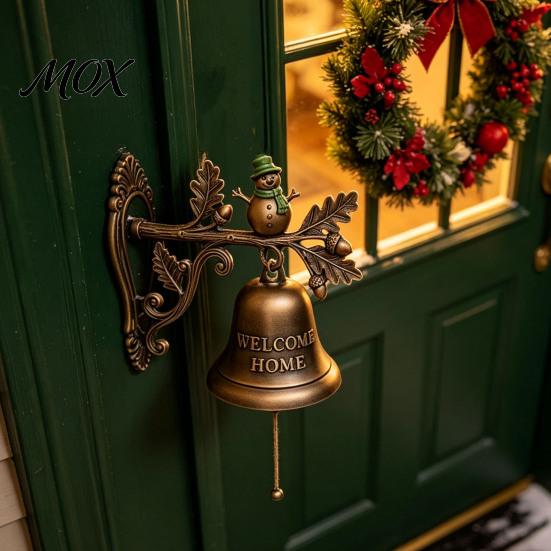 Resin Metal Hanging Bell Christmas Theme Welcome Doorbell, Vintage Door Bell, Decorative Indoor Living Room Decor Wall Mount for Garden Patio