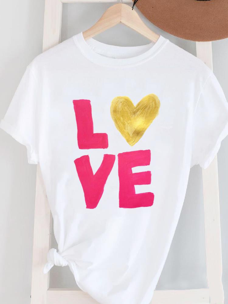 (Asian Size) Women's Top T Female Print Short Sleeve T-shirts Fashion flower letter O-neck Casual Clothing  Graphic Tee