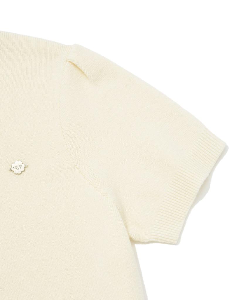 COVERNAT WOMAN Turtleneck Puff Sleeve Half Knit Ivory