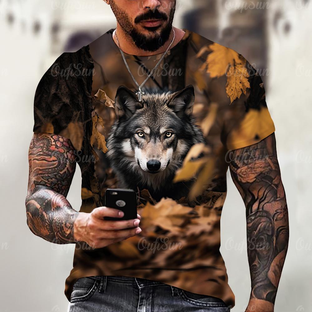 Tričko Animal Pro muže Wolf 3D tisk Top Trička Léto Krátký rukáv Pánské oblečení Fahion Prodyšné Oversized Neformální Streetwear