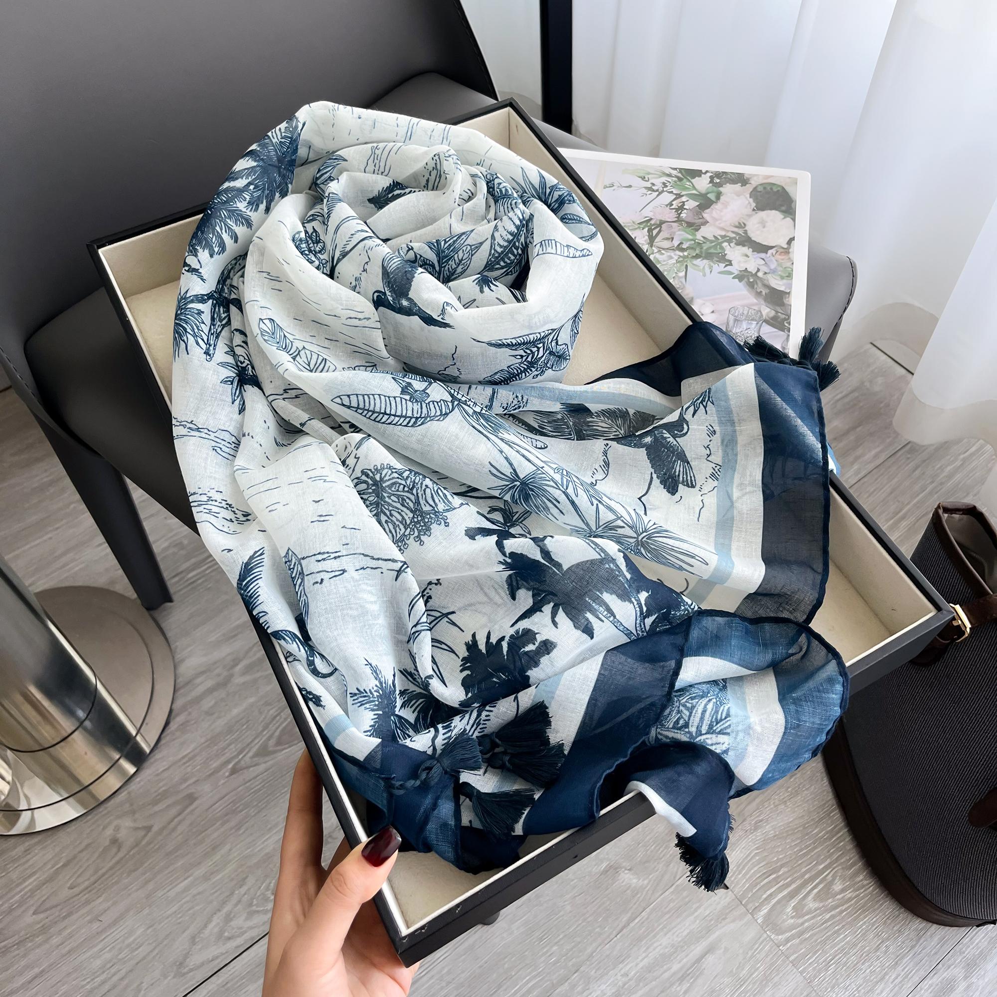 

Модний літній жіночий шарф Богема Квітковий Пляжний Хіджаб Шалі та Накидки Жіночий Фуляр Ешарп Дизайнерська Пашміна Бандана