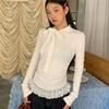 VAYLA Fairycore T-shirt Woman Long Sleeve Lace Up Bow Tees Female Clothing 2000s Clothes Y2k Solid Autumn Tops Casual T Shirt