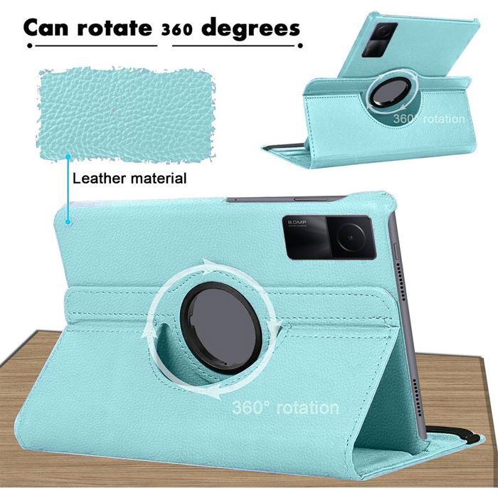 Coque + Verre Trempé - BOOLING - pour Xiaomi Redmi Pad SE 11 Pouces - Rotatif 360° - Bleu - Protection Légère