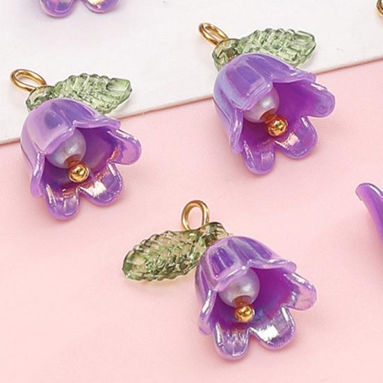 10Pçs Pingente DIY Flor do Vale de Resina com Textura de Simulação Tridimensional