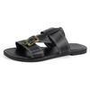 Large Size Flat-bottomed Slippers Women's New Wind Belt Buckle Outer Wear I-shaped Women's Cool Slippers