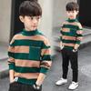 Boys' High-Neck Fleece Sweater - Thick Knitted, Trendy Base Layer for Autumn/Winter 2025