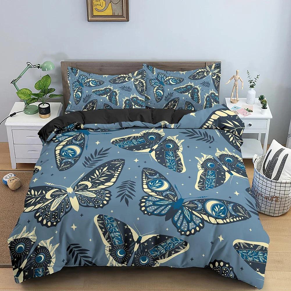 3D Butterfly Print Skin Friendly Comfortable Duvet Quilt Cover Pillowcase Bedding Set Children Bedroom Decoration Home Textile