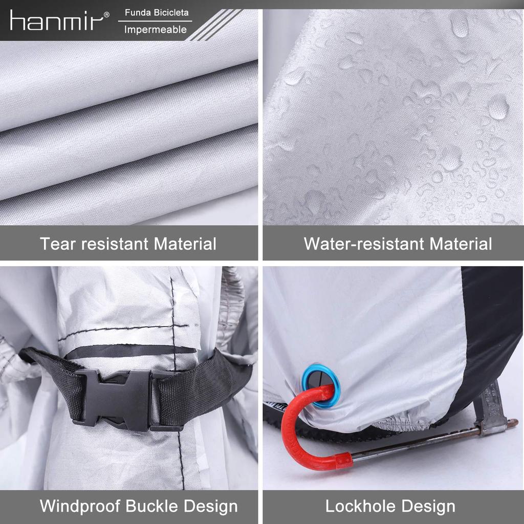Hanmir Bike and Fits Bikes up to 29 Includes Storage Bag Cover, Waterproof, Thick, Tear-Resistant, UV-Resistant, Heat-Resistant, Durable, Anti-Theft,