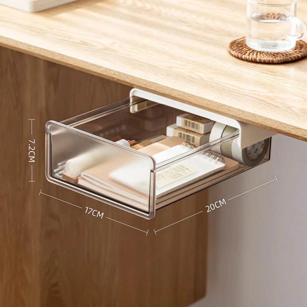 Under-desk Drawer Storage Box, Large Capacity Desk Invisible Storage Box Easy To Install Shelf Desk Stationery Organizer