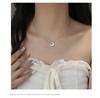 Sterling Silver S925 Star & Moon Necklace with Micro-Paved Stones and White Shell Pendant - Luxurious Valentine's Day Gift