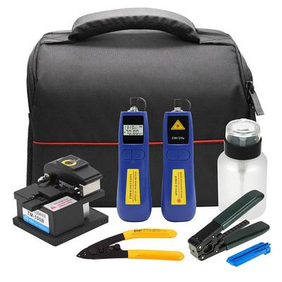 FTTH Fiber Optic Cold Fusion Kit: Power Meter, Cleaver, Miller Pliers, and Tool Bag