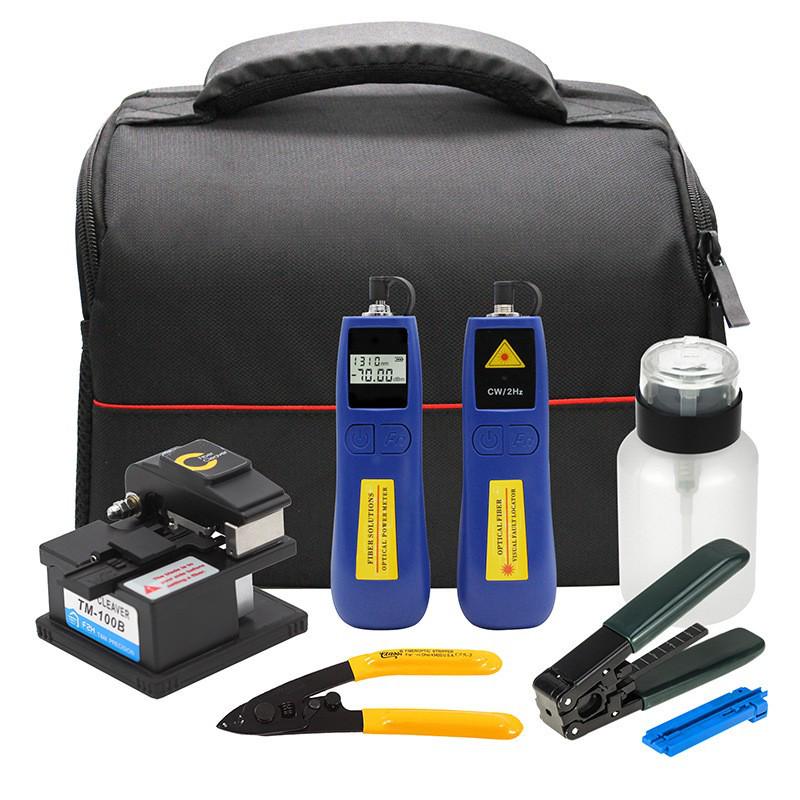 FTTH Fiber Optic Cold Fusion Kit: Power Meter, Cleaver, Miller Pliers, and Tool Bag Chinese Version Fiber Optic Tool Kit