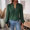 Lace Hollowed V Shirt Women Long Sleeve Office Lady Blouse