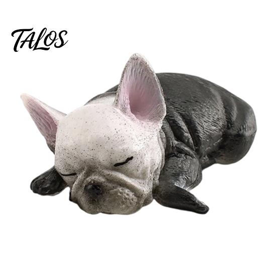 Realistic Animal Model Simulated Sleeping Dog Model, Lying French Bulldog Figurine, Mini Puppy Home Decor PVC Educational Toy for Toddlers Boys Girls
