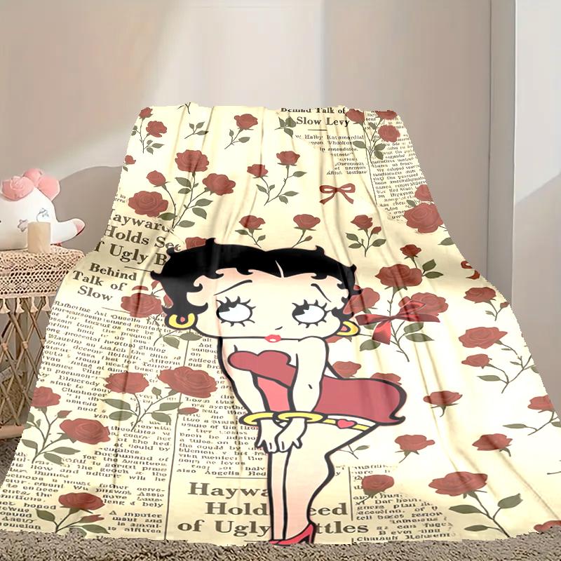[Betty Boop Blanket] Soft Throw Blanket for Bed Sofa, Holiday Gift Blanket for Women Men Family Friend