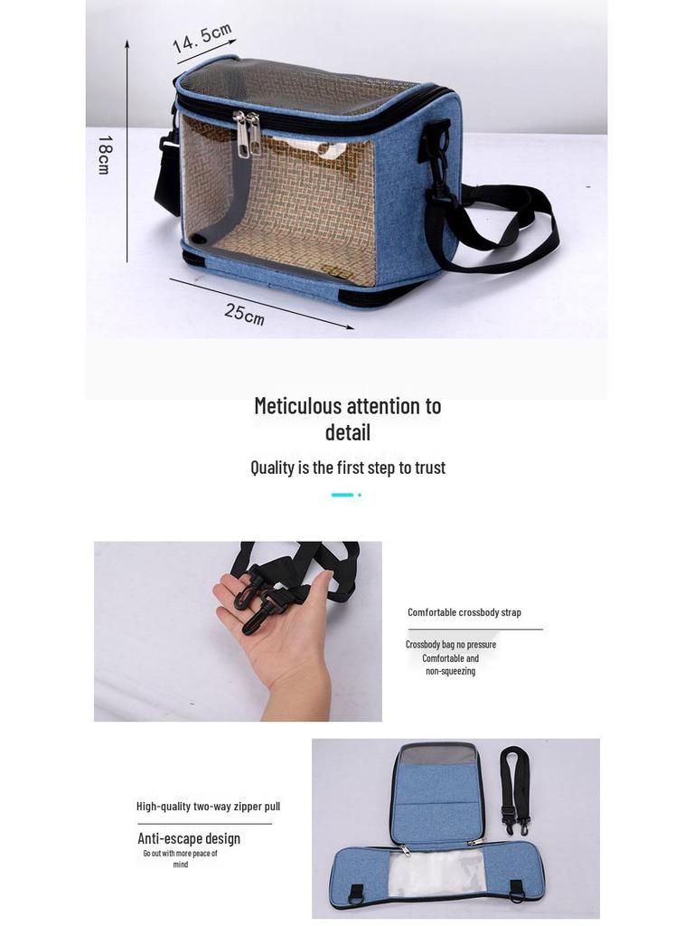 Breathable Crossbody Carrier for Small Pets: Hamster, Guinea Pig, Mole, Hedgehog, Parrot