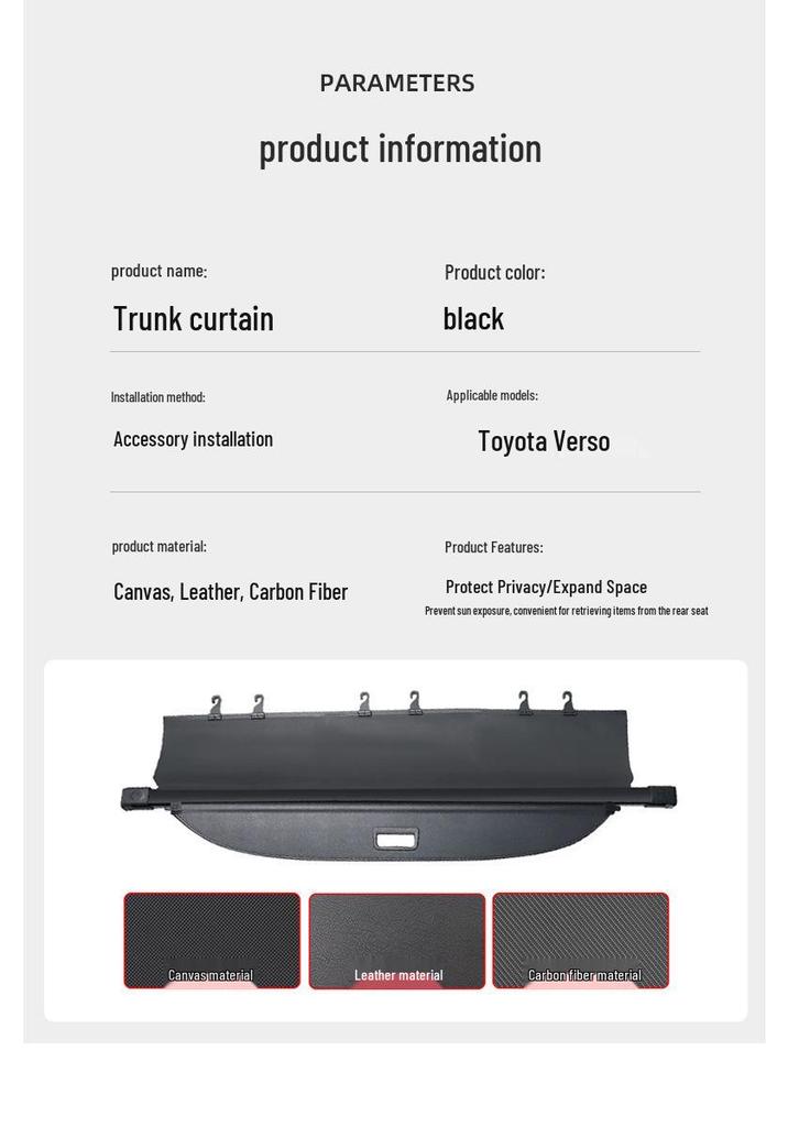Toyota Verso/IZOA/CHR Trunk Sunshade & Tailgate Cargo Cover