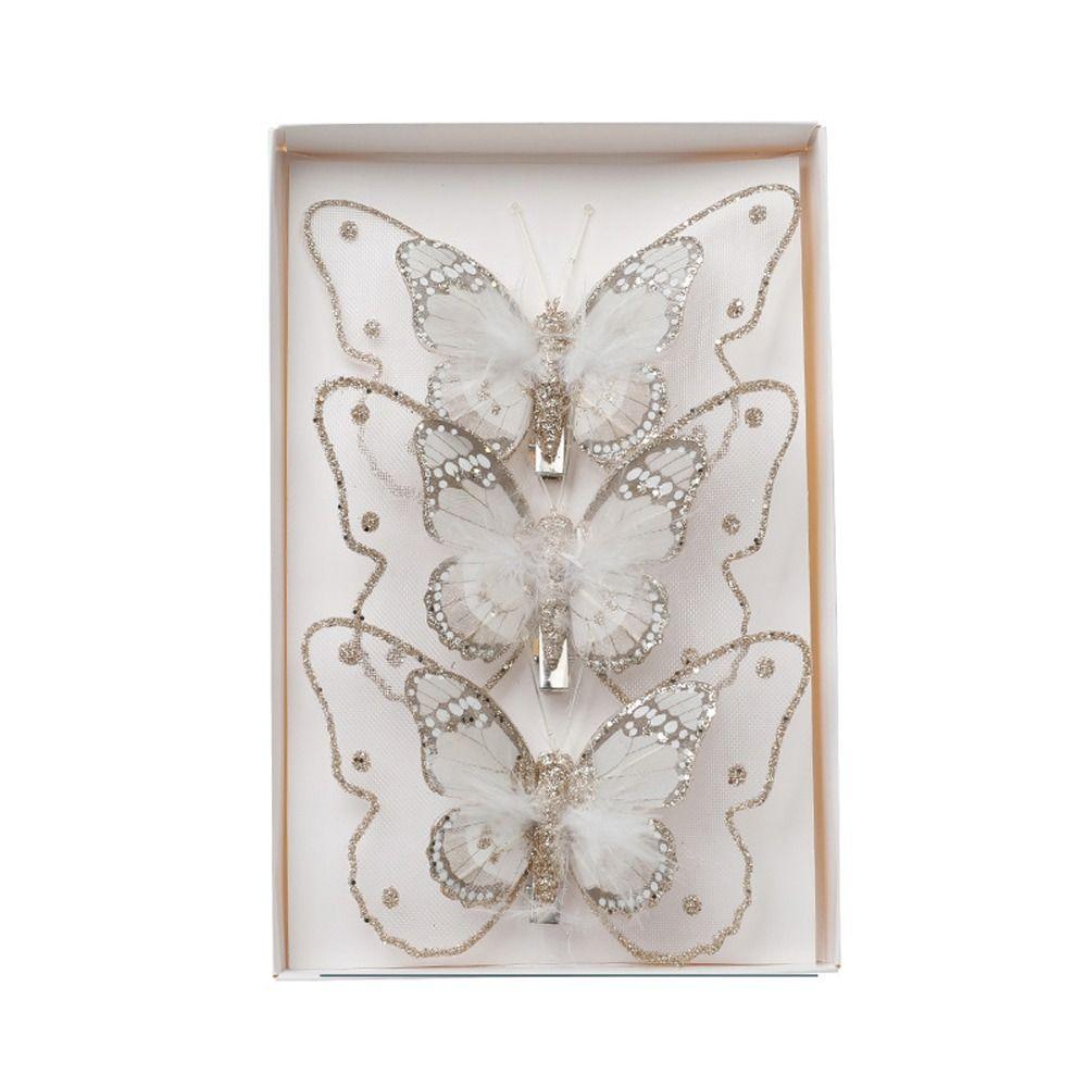 

3pcs DIY Christmas Glitter Butterfly Christmas Tree Hanging Decoration Hotel Office Decor champagne-style 2