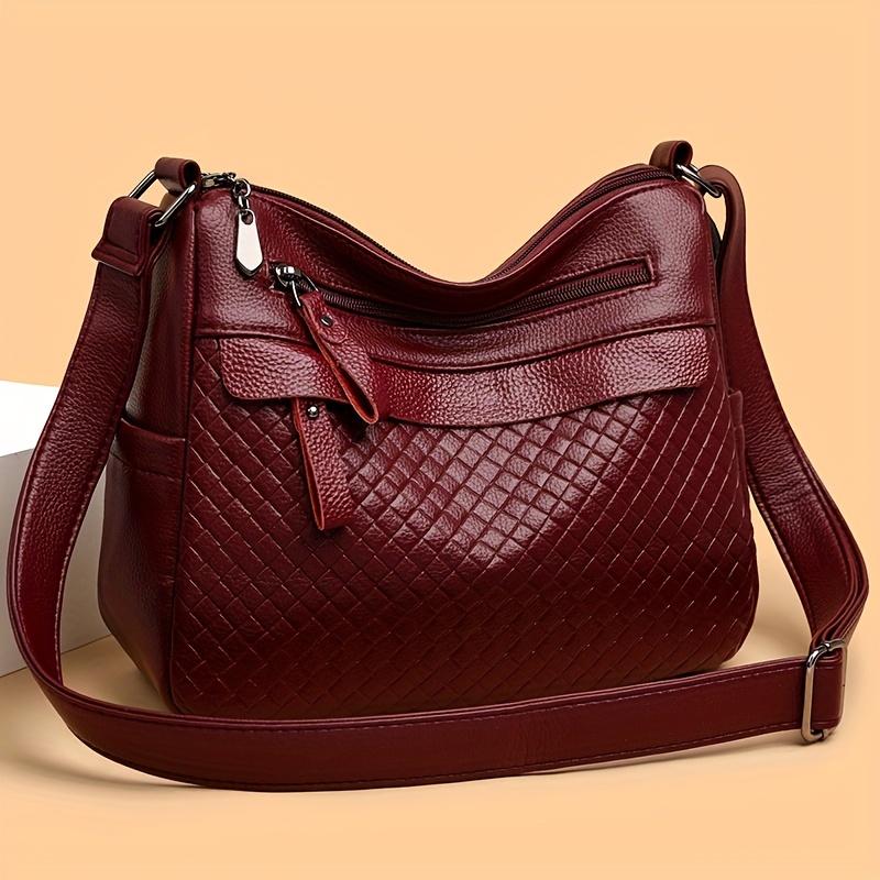 Casual Women's Crossbody Bag with Stripes, PU Leather, Tassel Detail, Lightweight, Removable Strap