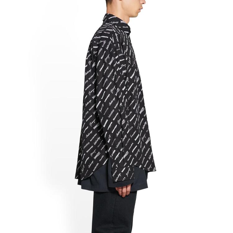 Balenciaga Logomania All Over SS23 Shirt Men's Black 662983TNLL11070