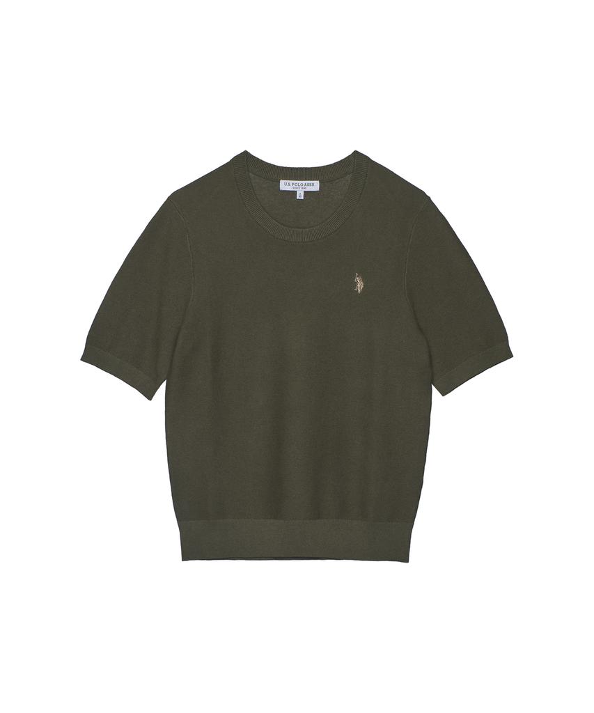 USPOLOASSN Short Sleeve Linen Blended Knit_Dark Khaki