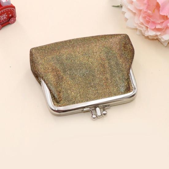 Vintage Glitter Mini Coin Purse, Portable Kiss Lock Closure Change Pouch, Double-layer Coin Wallet for Cards, Jewelry, Cash, Keys